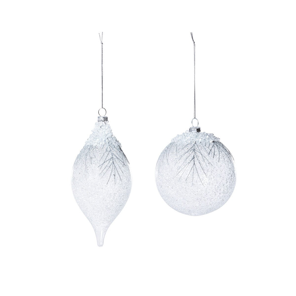 Frosty Pine Glass Ornament, 2 Assorted Styles style shot 1