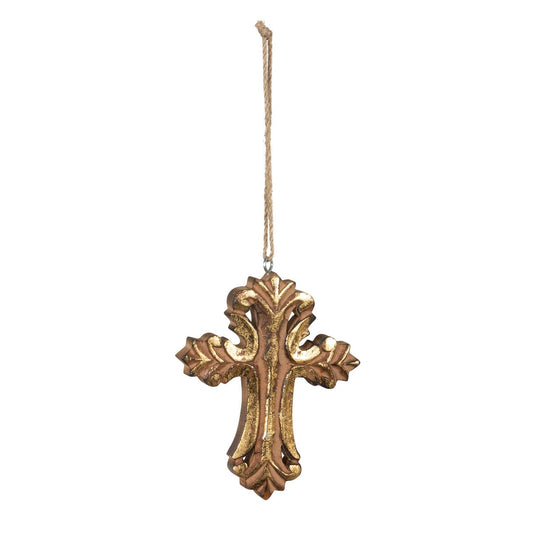 Gilded Wood Carved Cross Ornament style shot 1