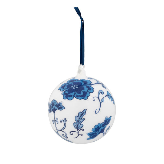 Peony Pattern Glass Ball Ornament, 5" style shot 1