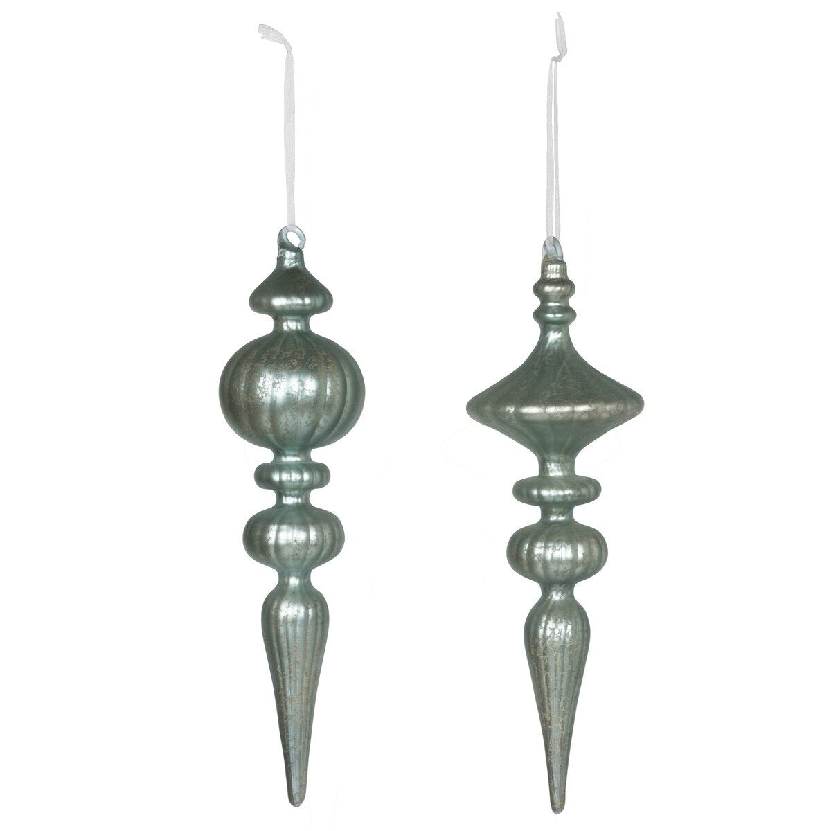 Antique Blue Glass Finial Ornament, 2 Assorted Styles