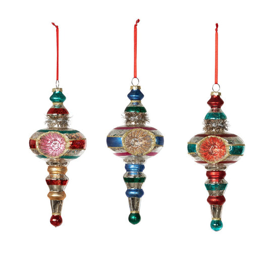 Retro Reflector Ball Finial Ornament, 3 Assorted Styles style shot 1