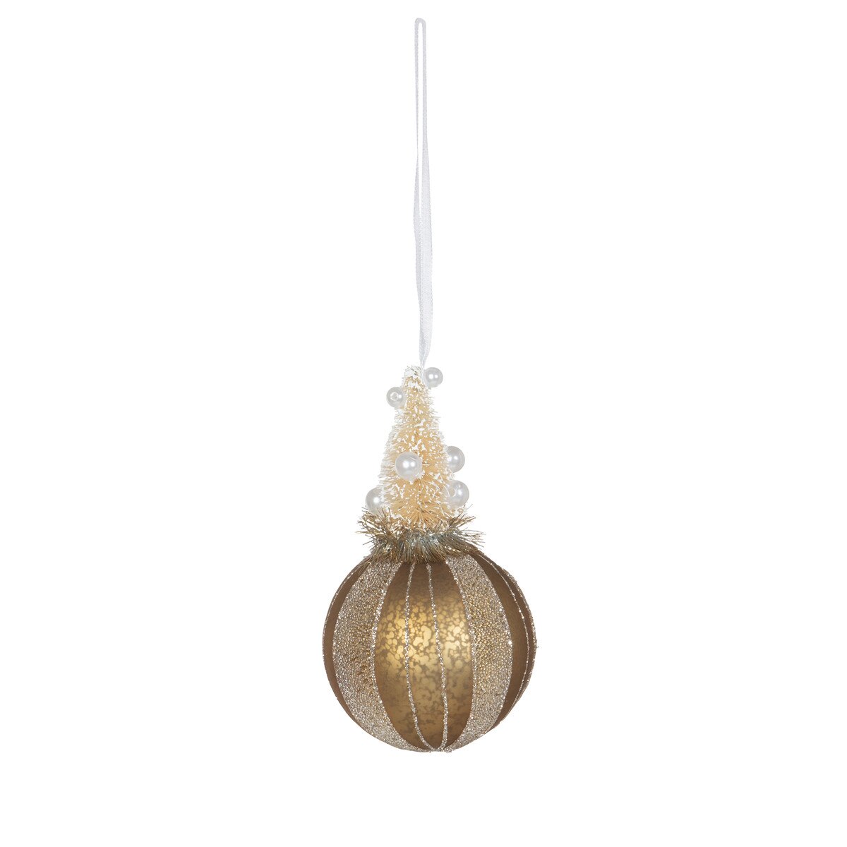 Frosted Sisal Tree on Reflector Ball, Gold style shot 2