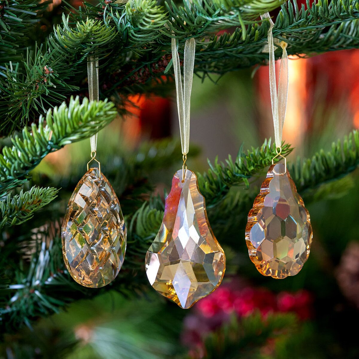 Crystal Drop Rose Gold Ornaments, Medium