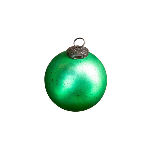 Antique Matte Emerald Glass Ball Ornament, Medium