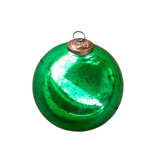 Antique Shiny Emerald Glass Ball Ornament, Extra-Large