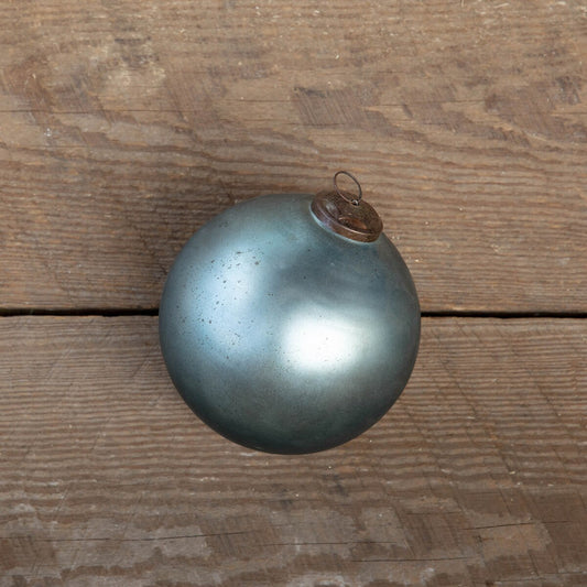 Antique Matte Blue Kyanite Glass Ball Ornament, Extra-Large