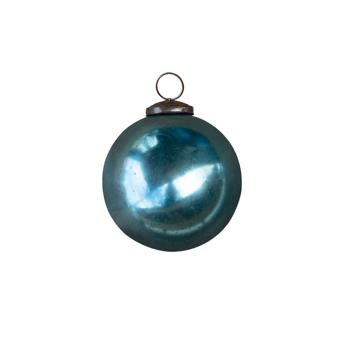 Antique Shiny Blue Kyanite Glass Ball Ornament, Medium