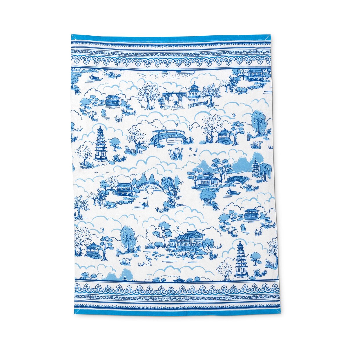 Chinoiserie Pattern Cotton Dish Towels, 4 Assorted Styles style shot 2