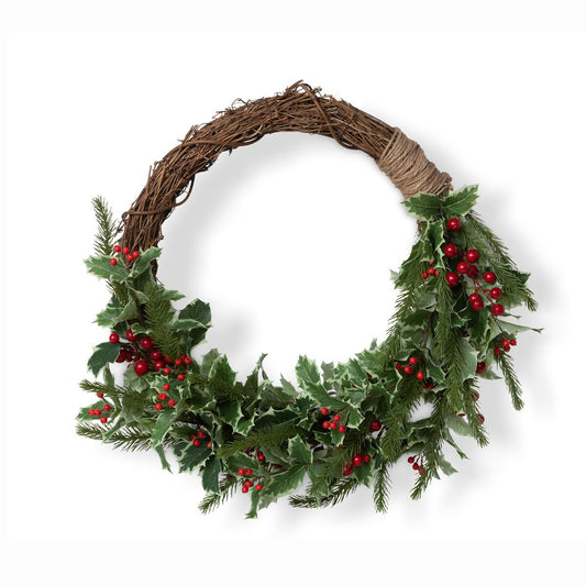 Christmas Cheer Holly and Pine Vine Wreath style shot 1