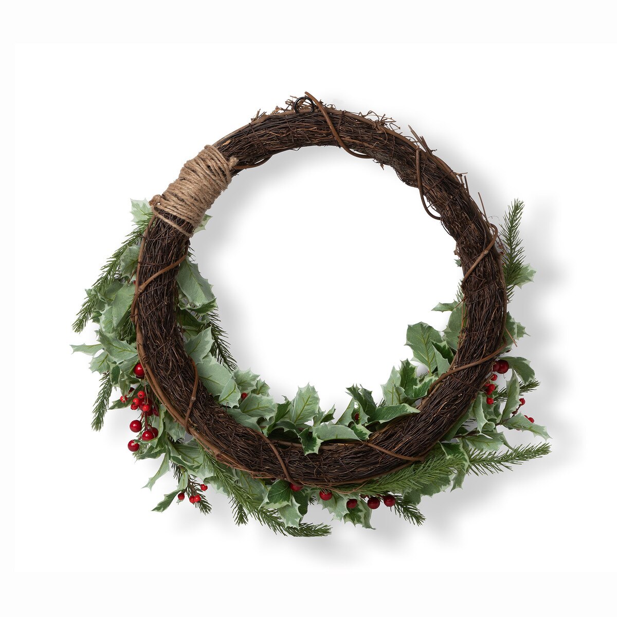 Christmas Cheer Holly and Pine Vine Wreath style shot 2
