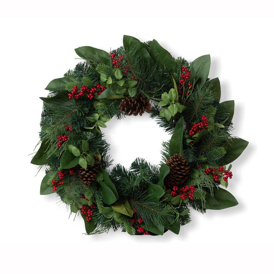 Magnolia Leaf and Winter Foliage Wreath style shot 1