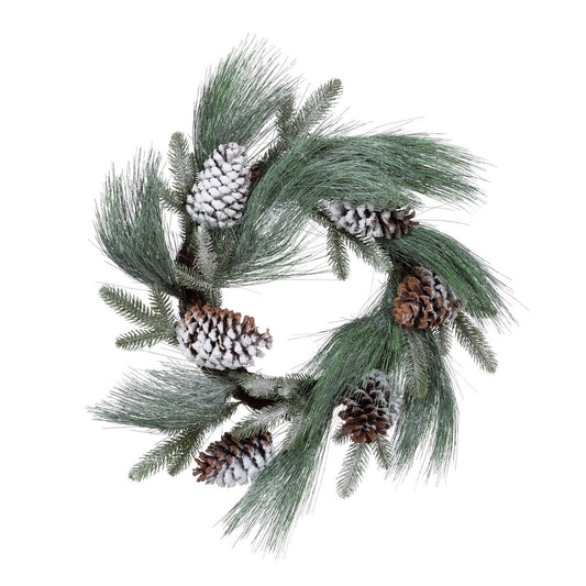 Frosted White Pine and Pine Cone Wreath style shot 1