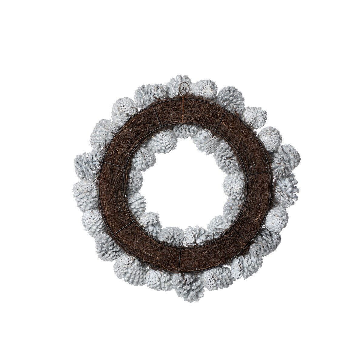 Glistening Snowy Pine Cone Wreath style shot 2
