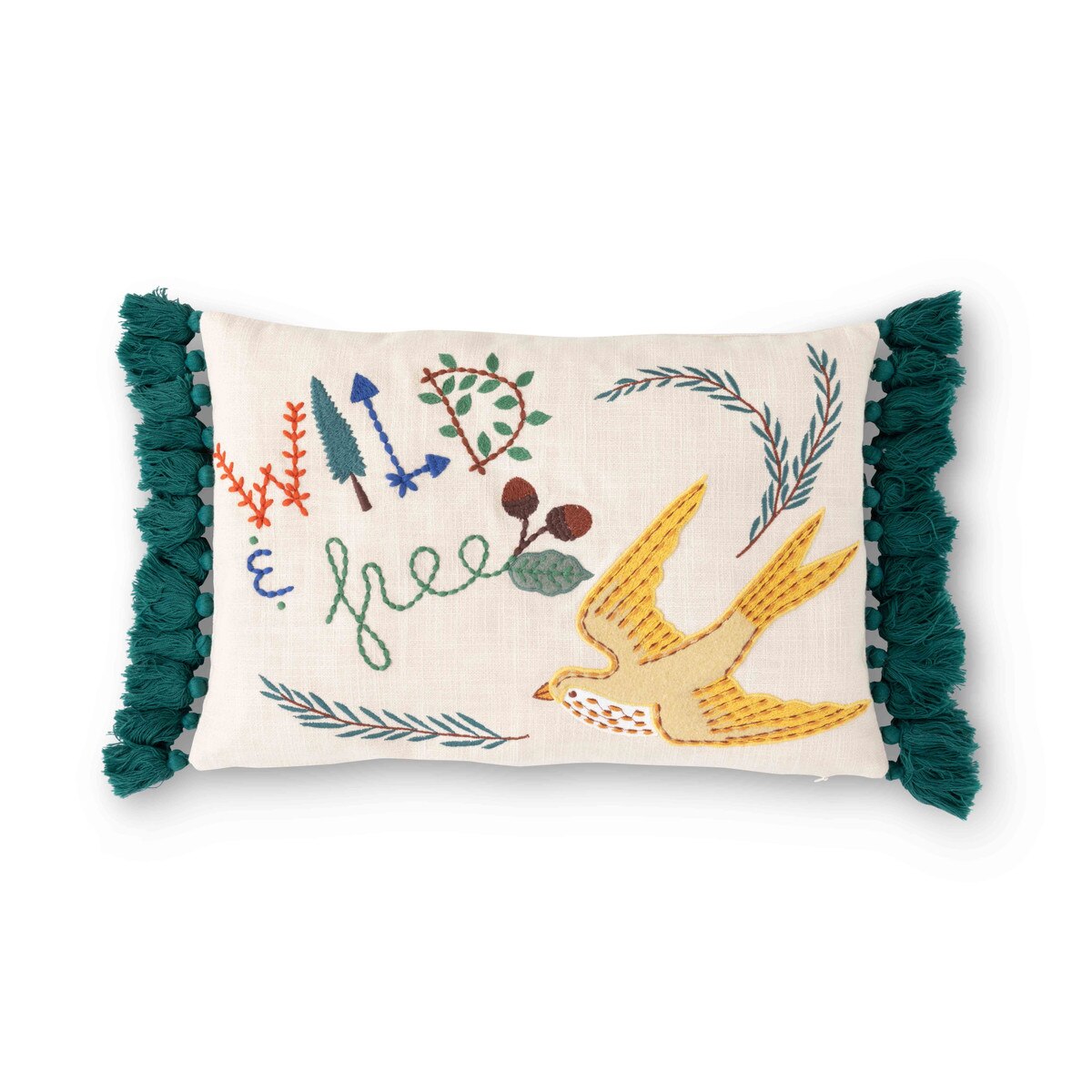 "Free" Bird Appliqued Cotton Pillow style shot 1
