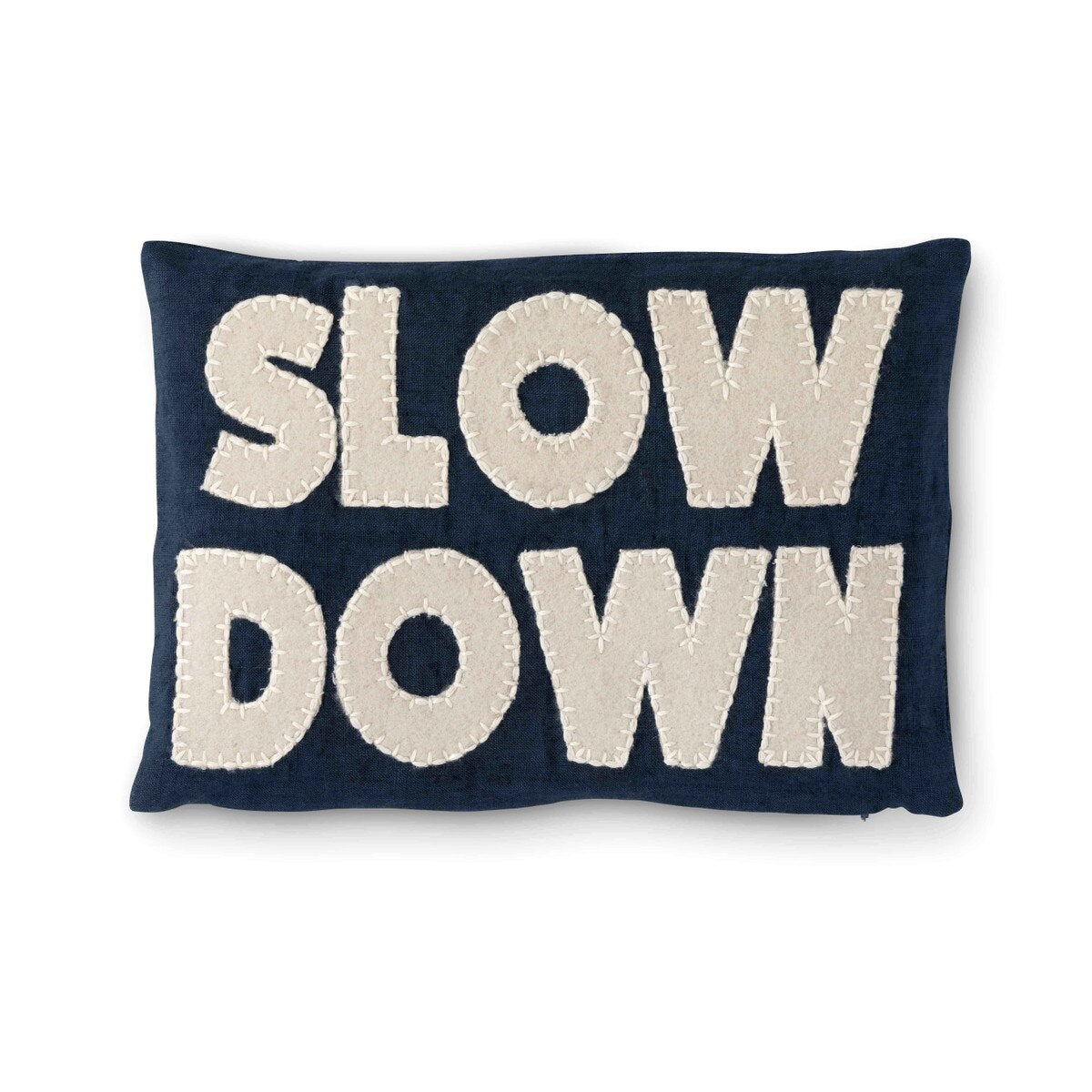 "Slow Down" Appliqued Linen Pillow style shot 1