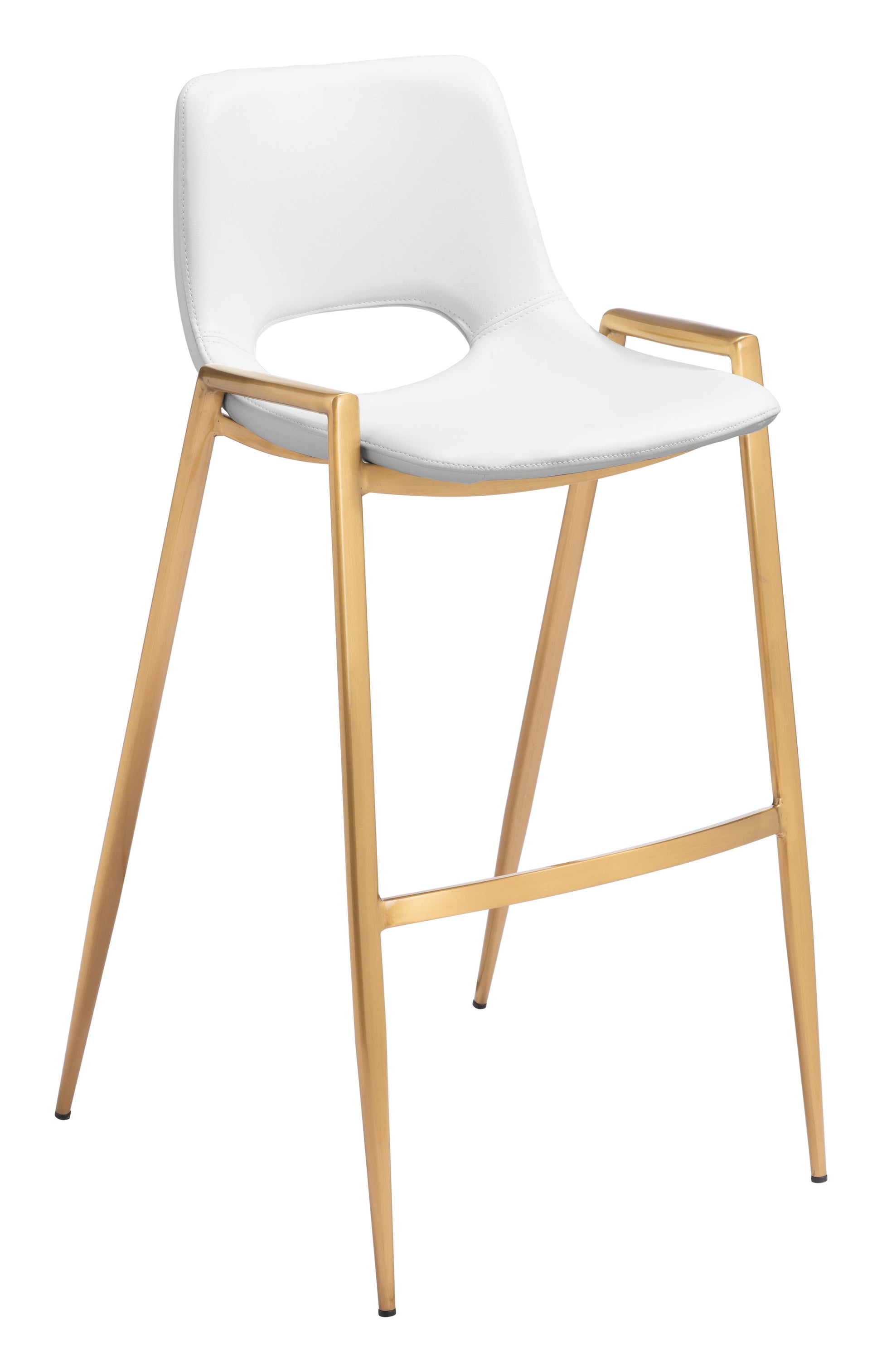 Desi Barstool (Set of 2) White & Gold style shot 2