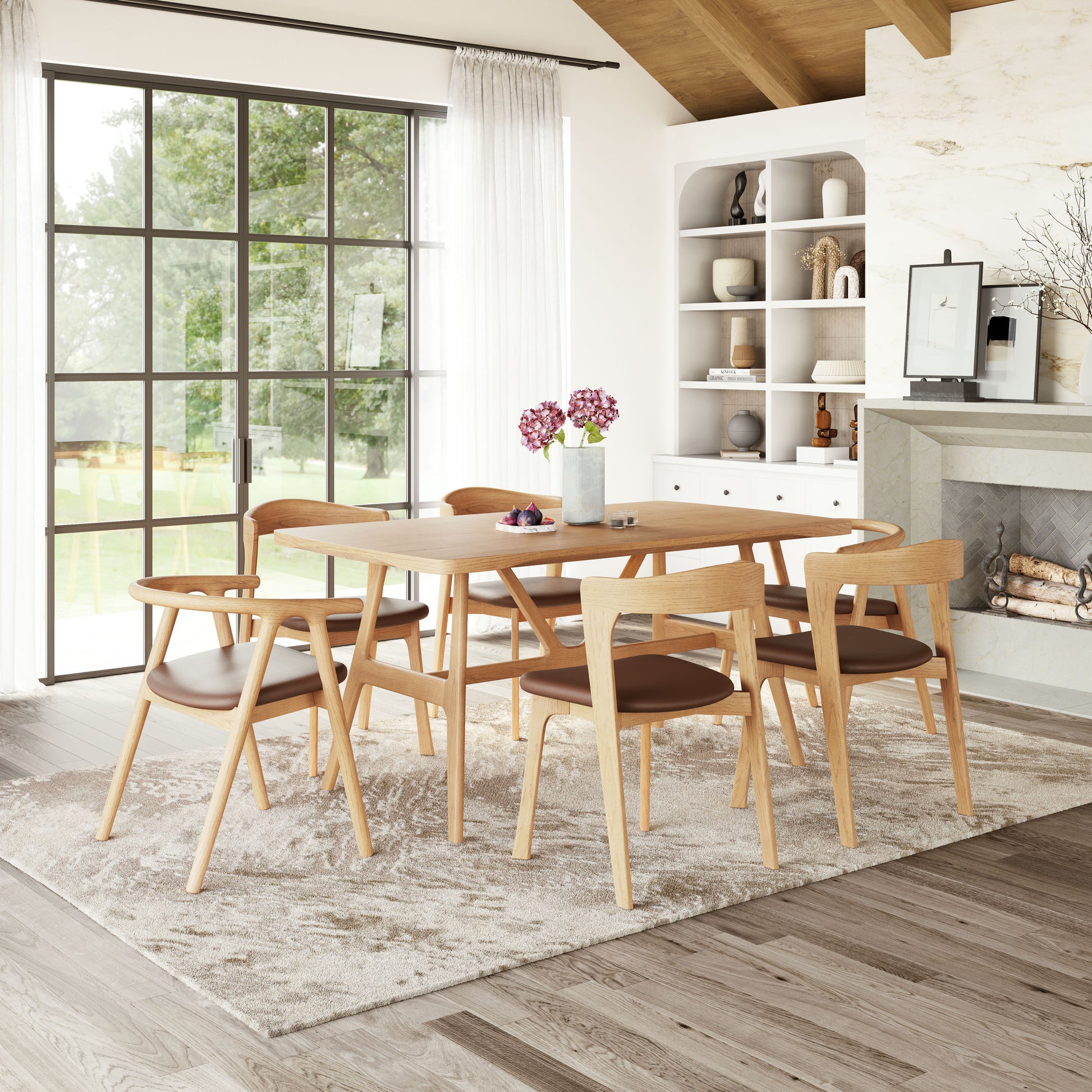 Peker Dining Chair (Set of 2) Brown & Natural style shot 1