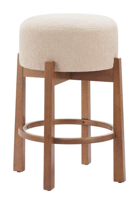 Nade Counter Stool (Set of 2) Beige & Walnut