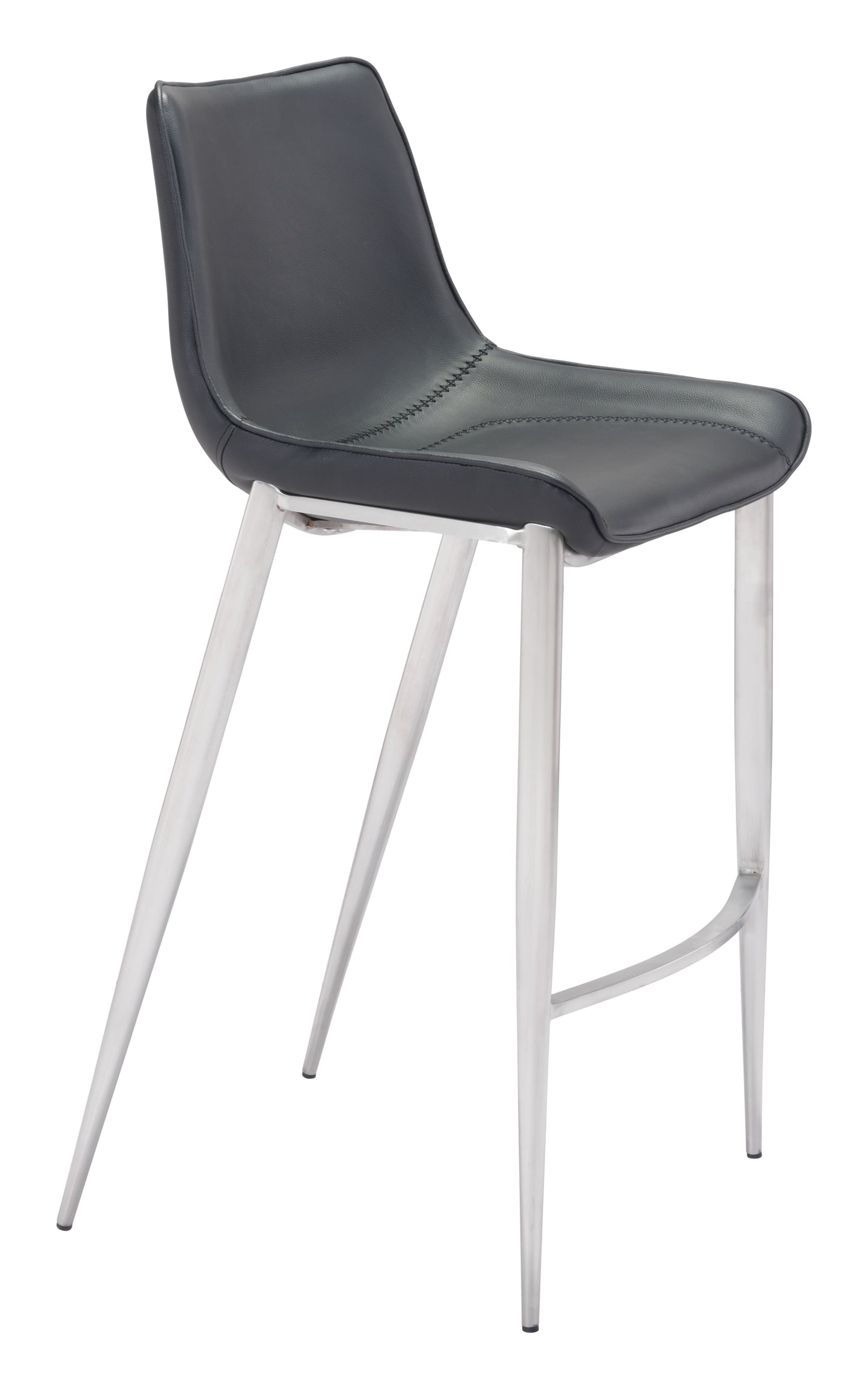 Magnus Barstool (Set of 2) Black & Silver style shot 2