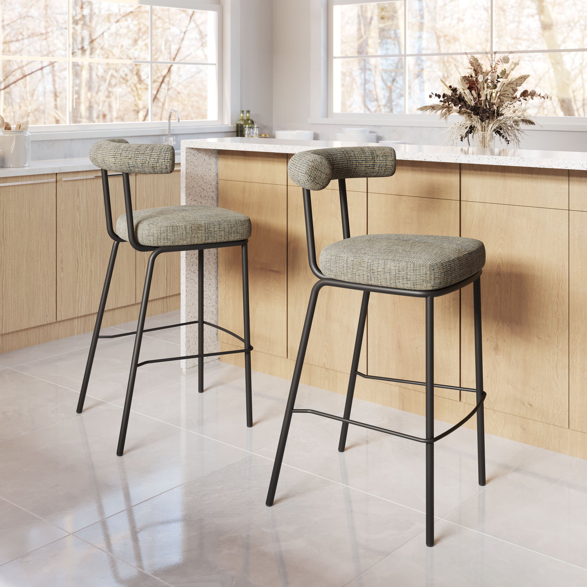 Kede Barstool Green Tweed style shot 1