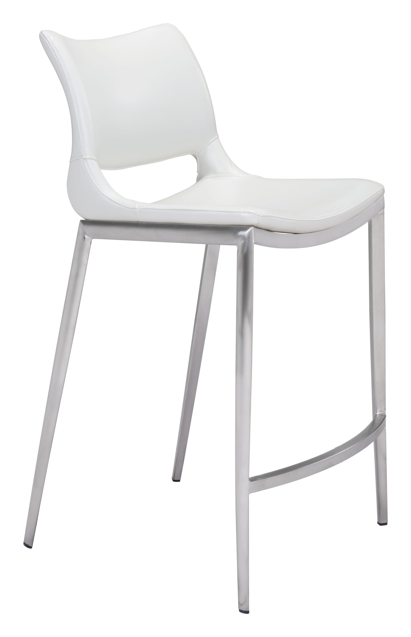 Ace Counter Stool (Set of 2) White & Silver style shot 1