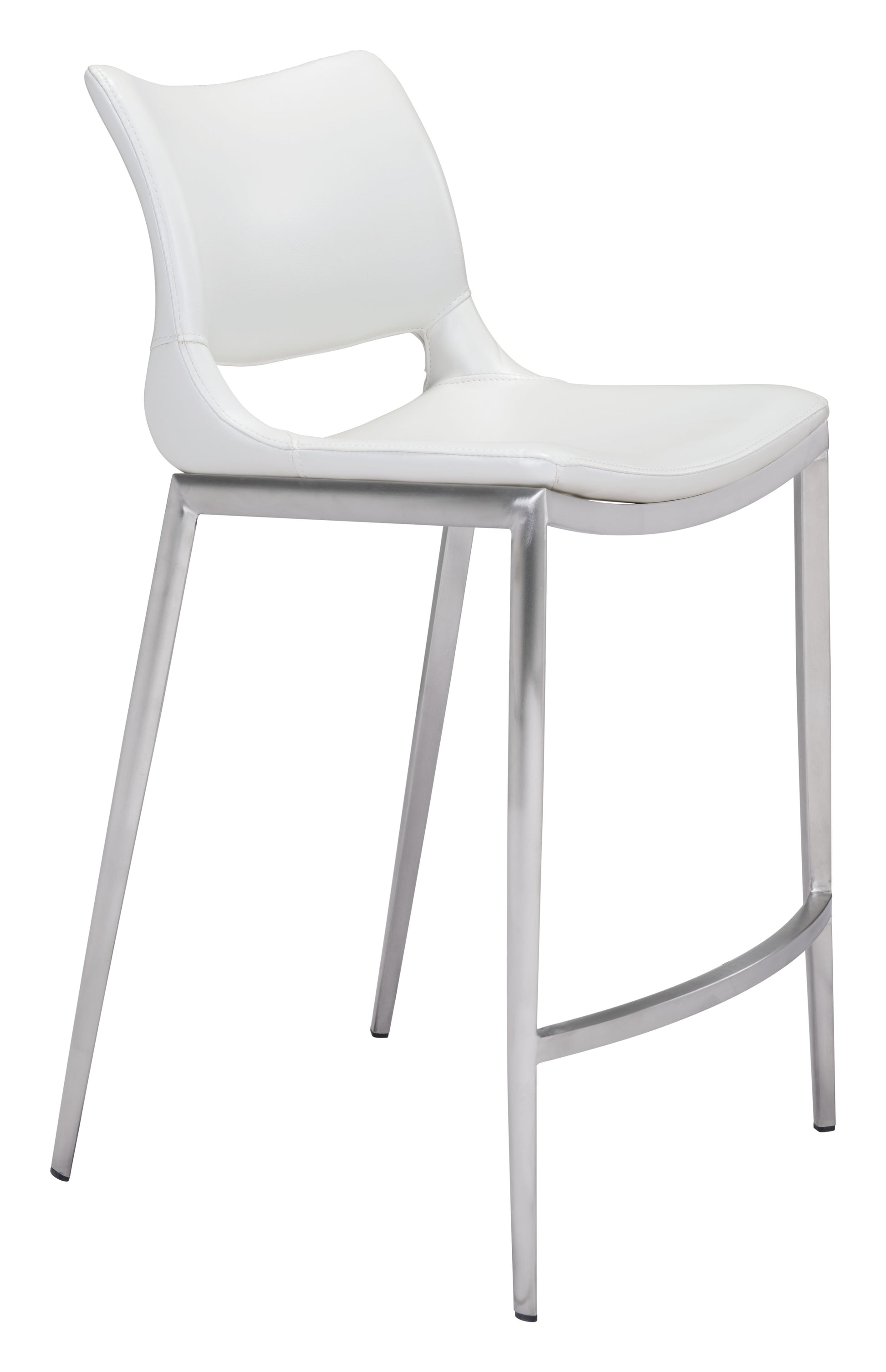 Ace Counter Stool (Set of 2) White & Silver style shot 1