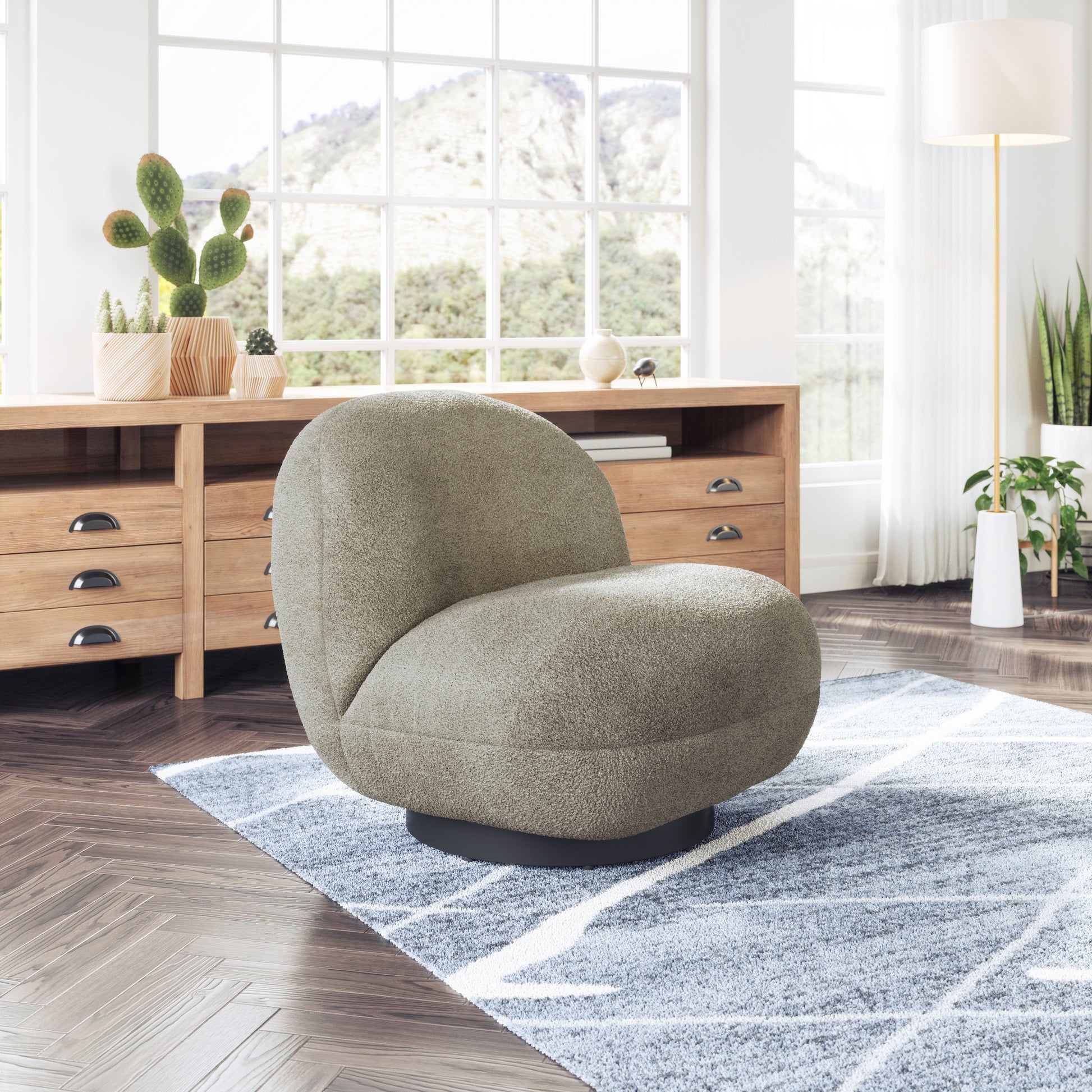 Myanmar Accent Chair Olive Green style shot 1
