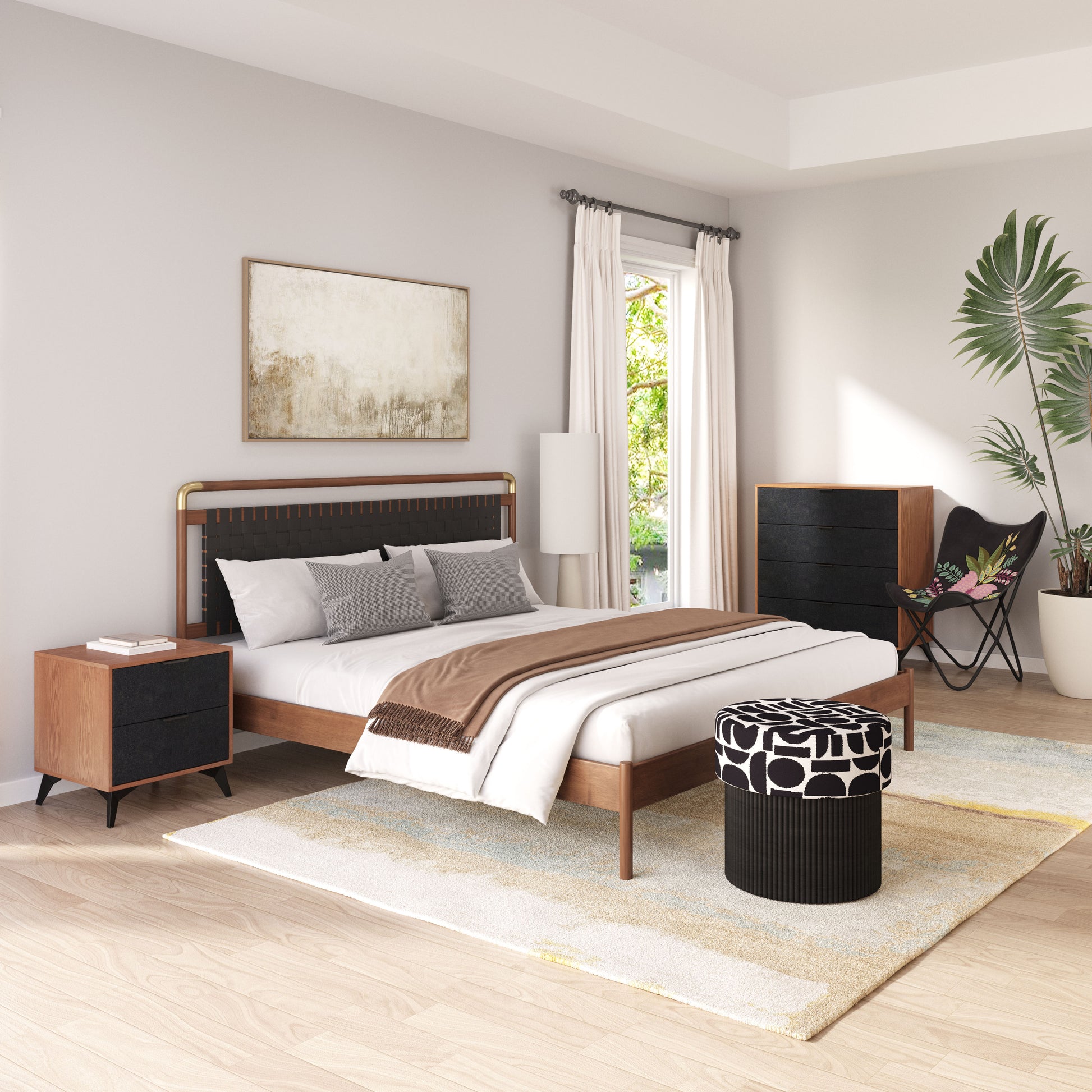 Netz King Bed Black & Walnut style shot 1