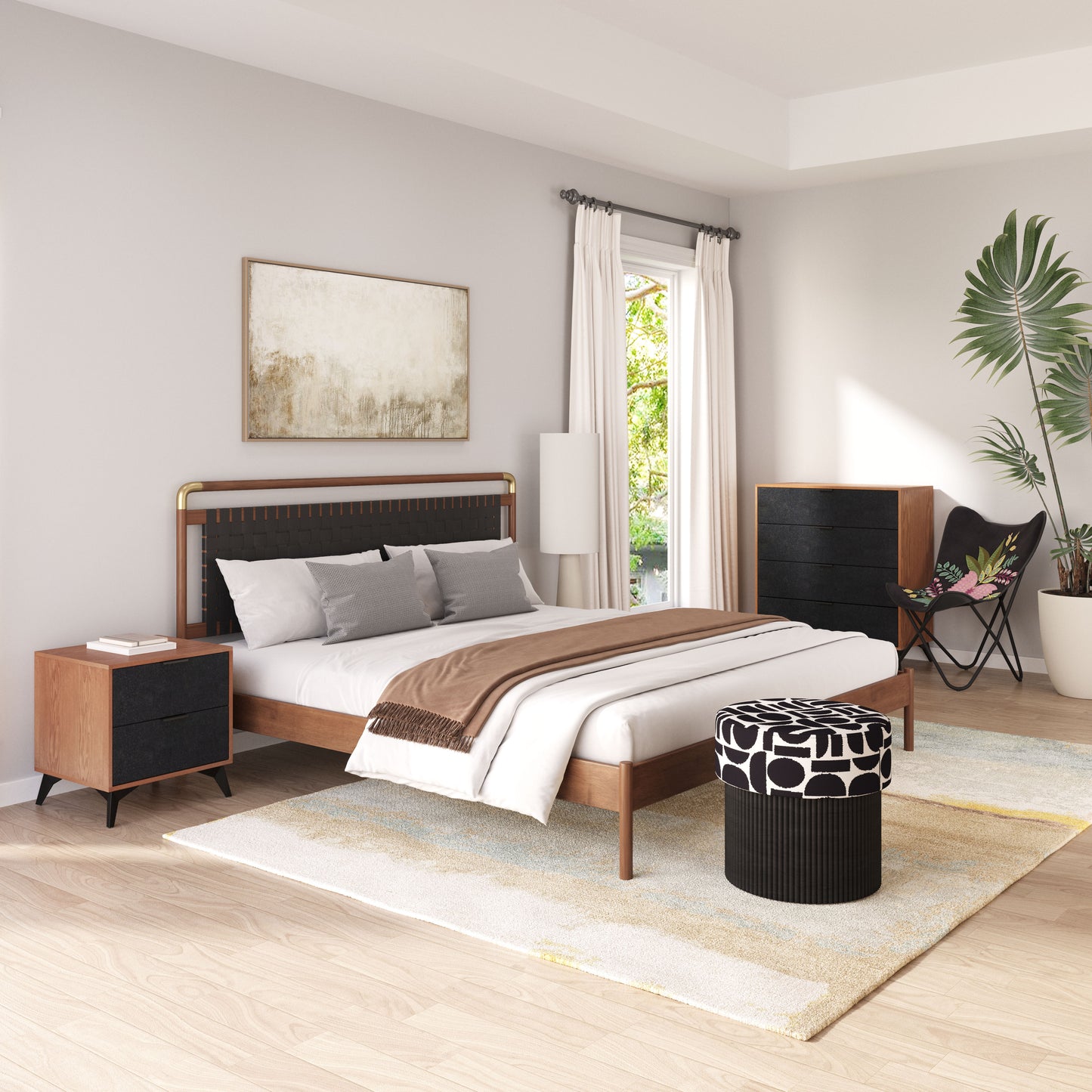 Zarif Nightstand Black & Walnut style shot 1