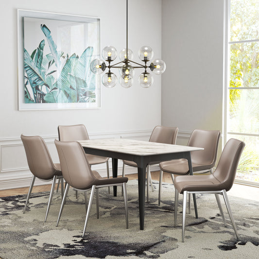 Magnus Dining Chair (Set of 2) Brown & Silver style shot 1
