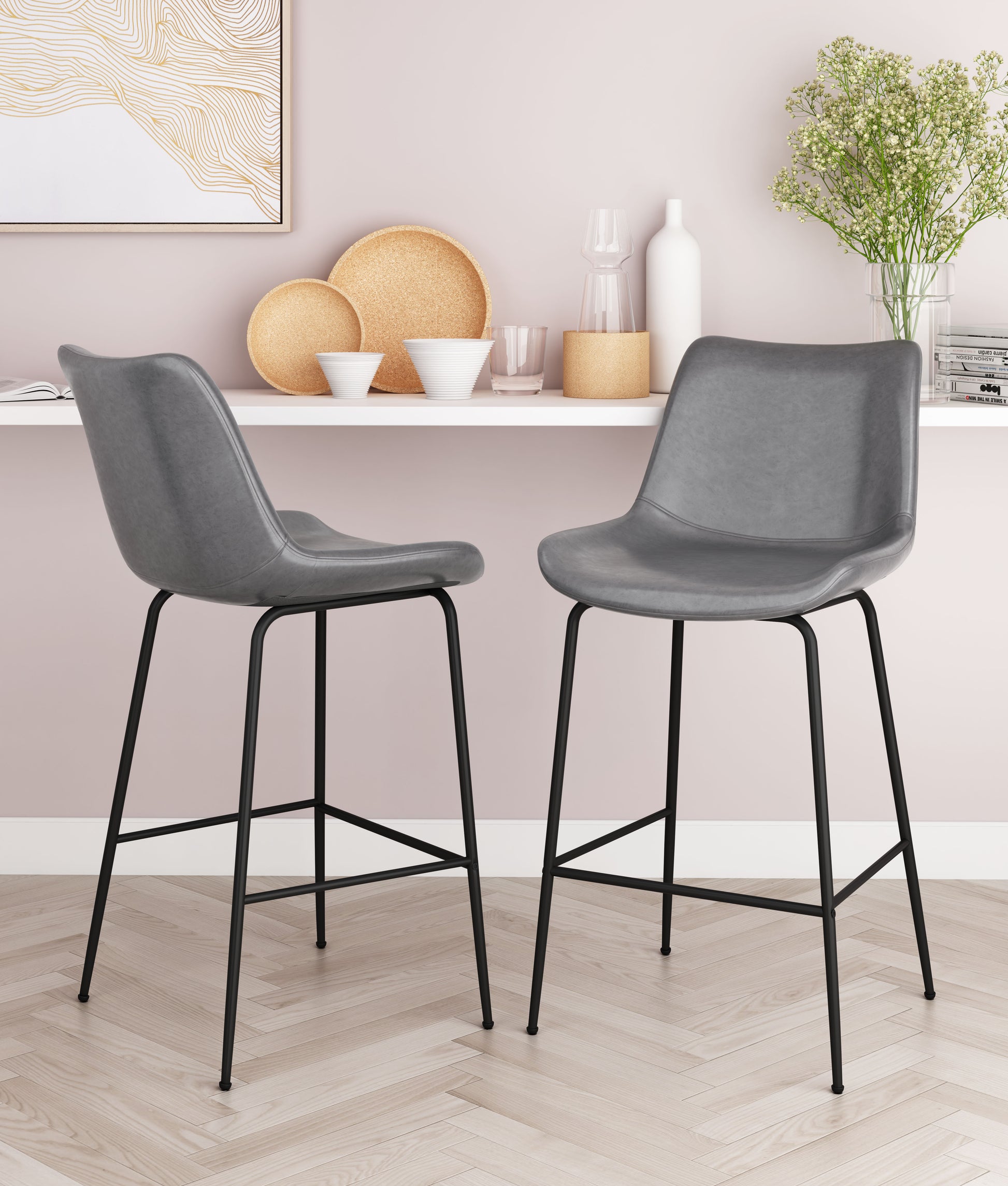 Byron Counter Stool Gray style shot 1