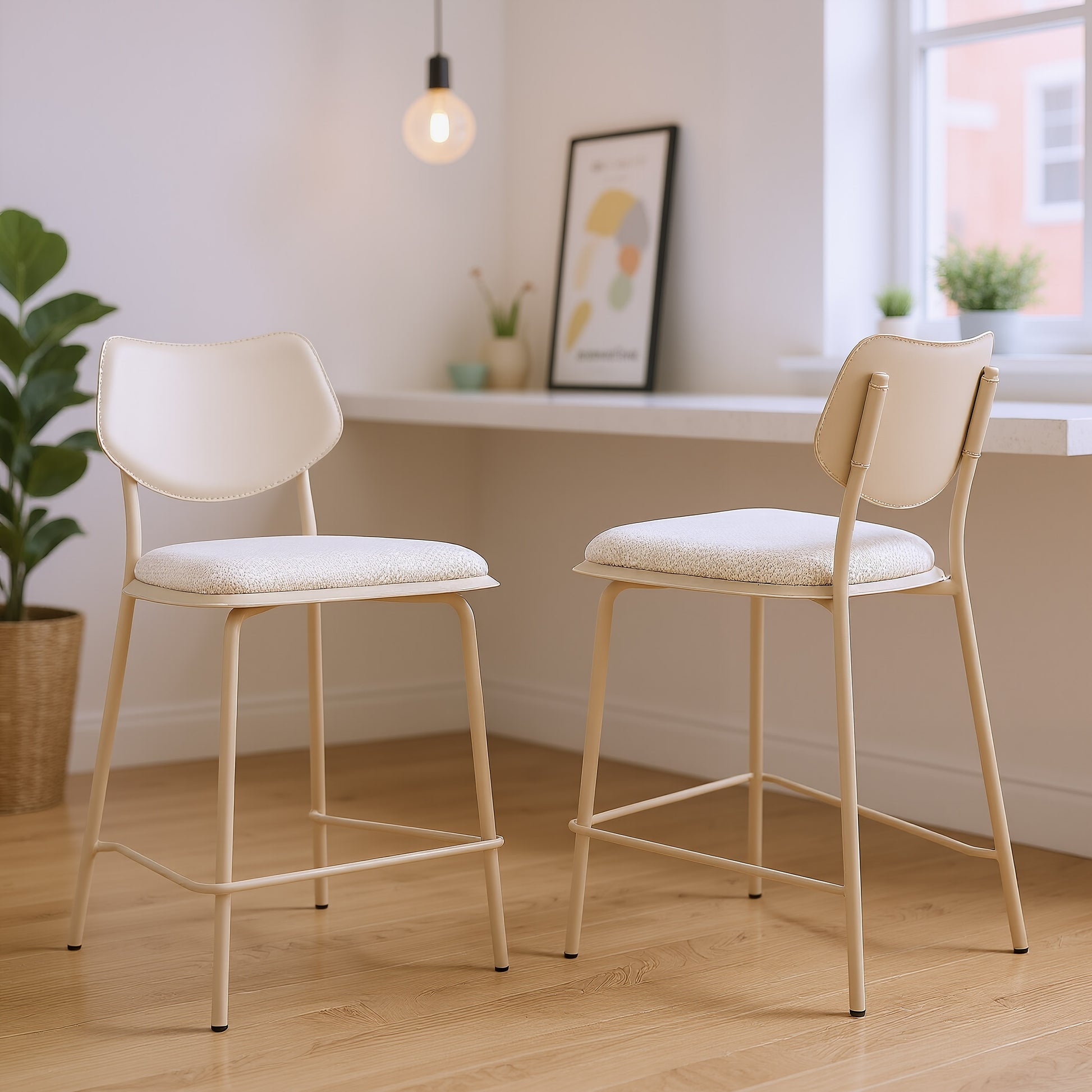 Zeal Counter Stool (Set of 4) Light Gray style shot 1