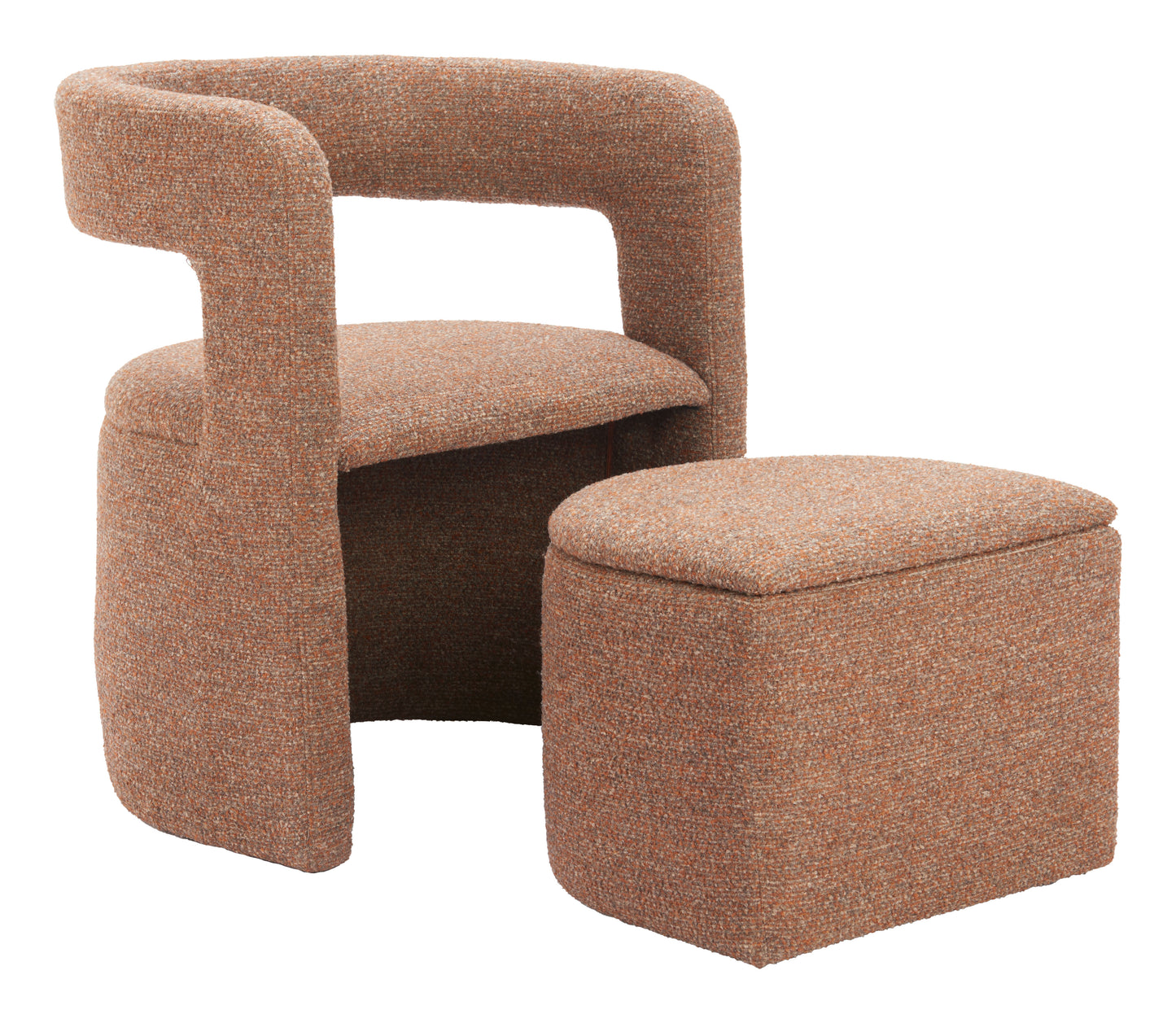 Atria Accent Chair & Ottoman Tawny Brown style shot 1