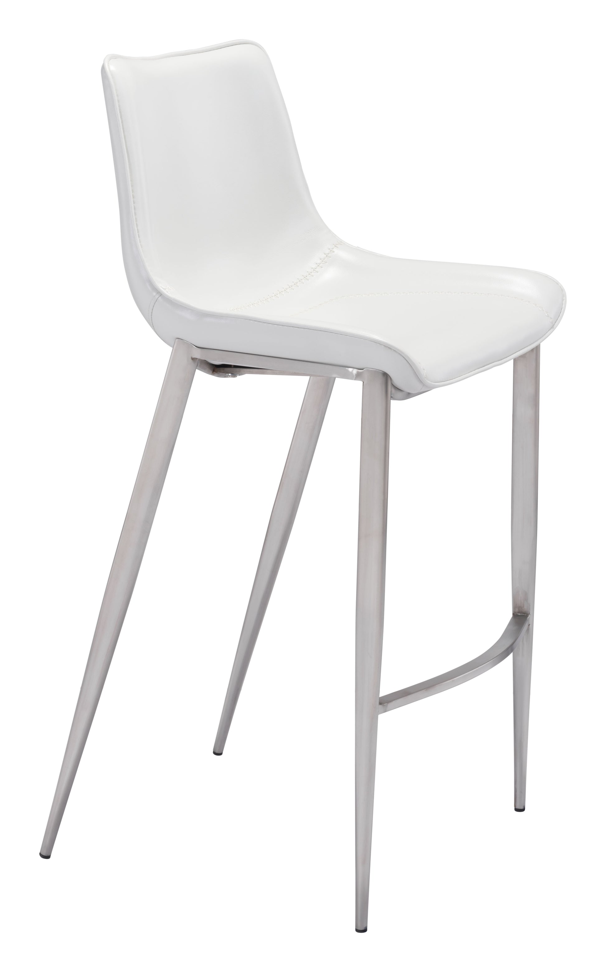 Magnus Barstool (Set of 2) White & Silver style shot 2