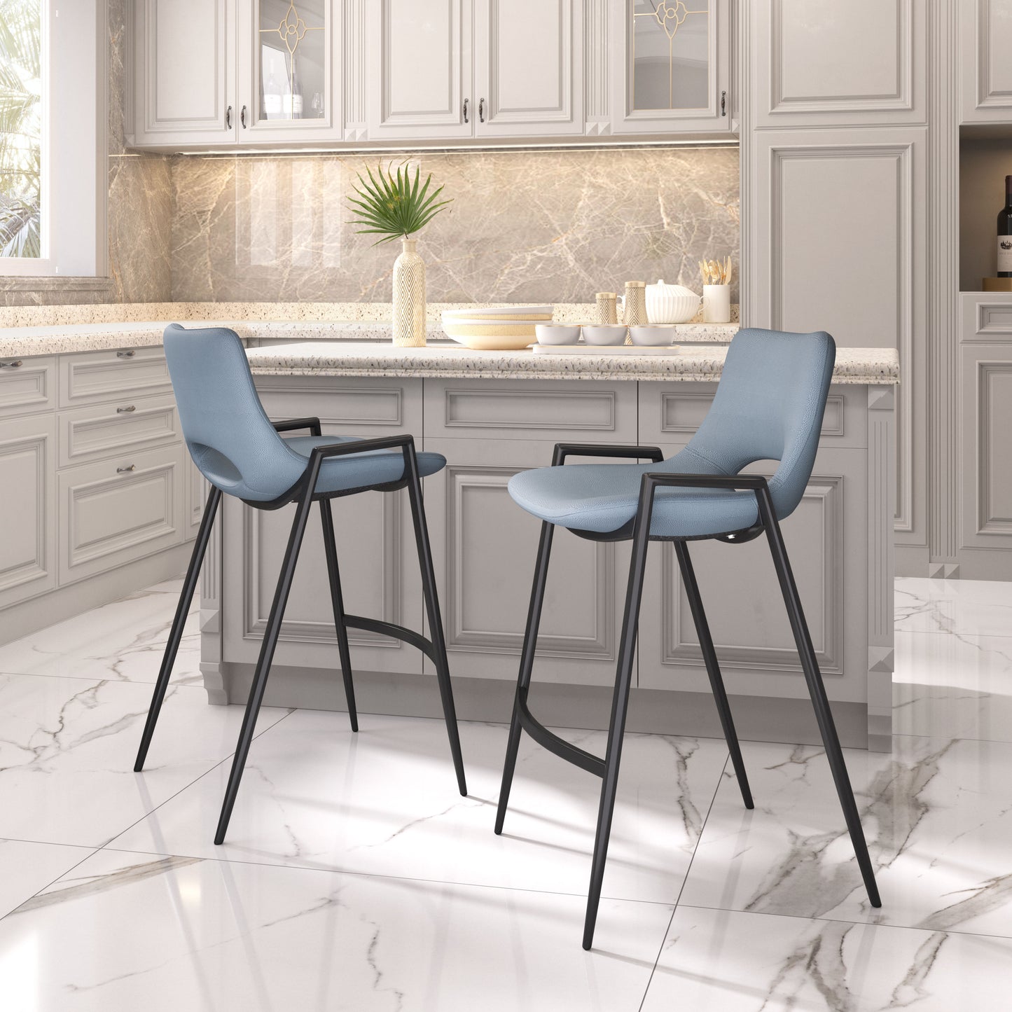Desi Counter Stool (Set of 2) Azure Gray