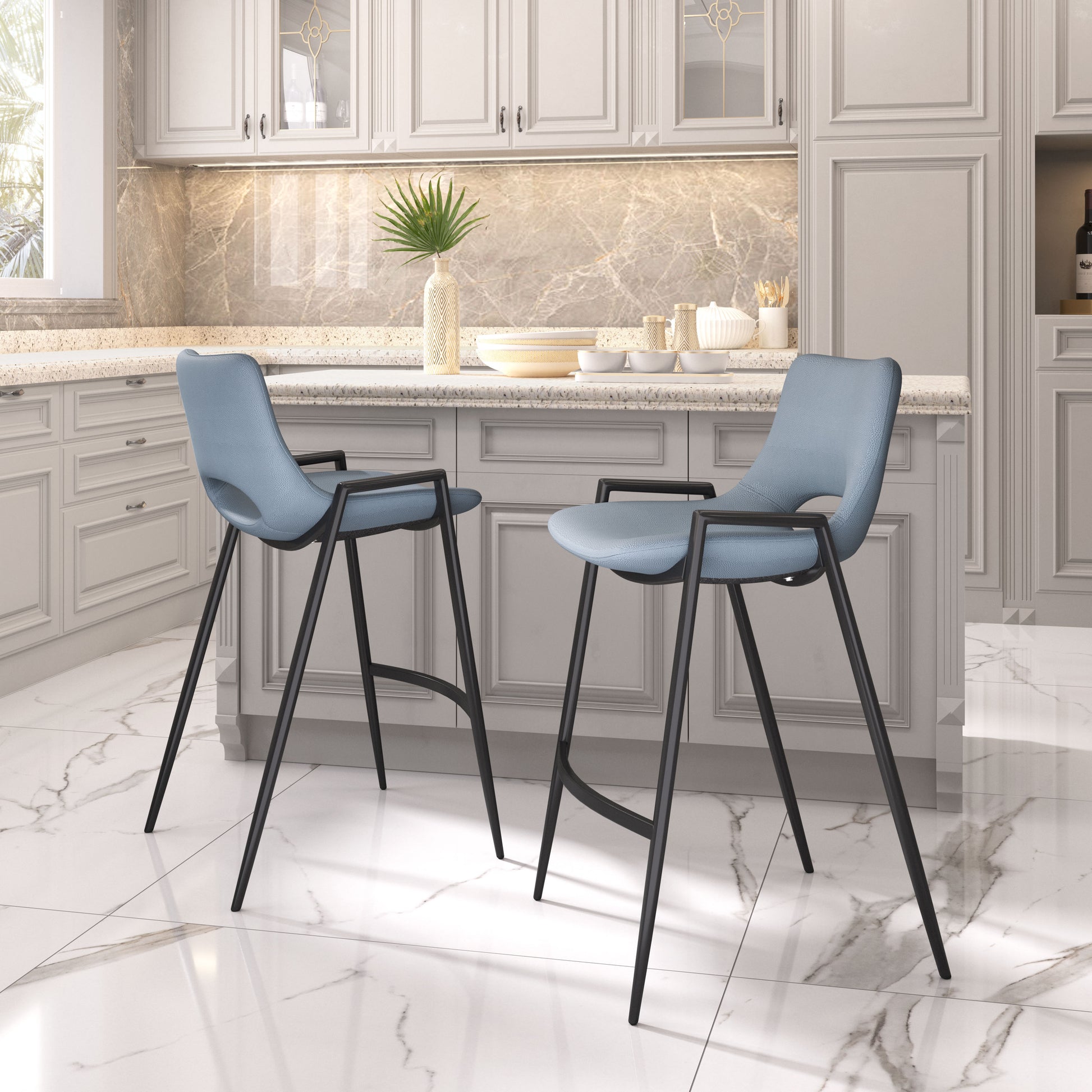Desi Counter Stool (Set of 2) Azure Gray