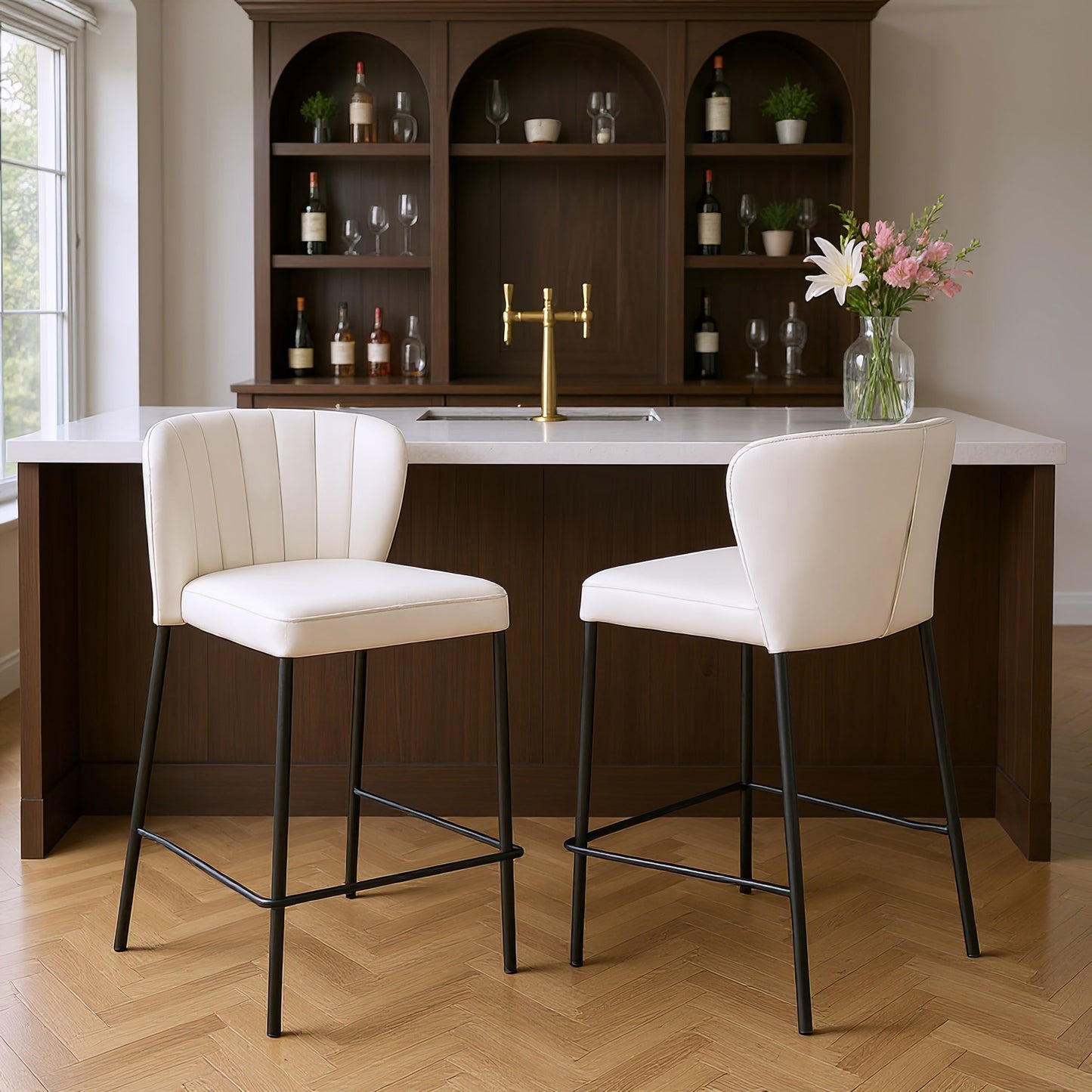 Linz Counter Stool (Set of 2) Cream
