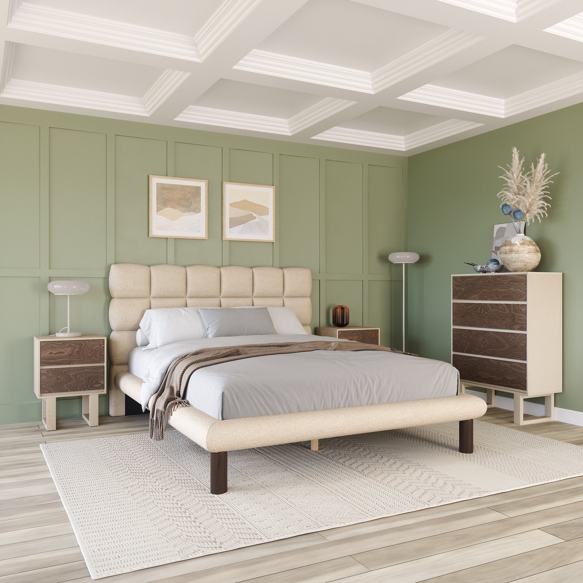 Placid Queen Bed Beige style shot 1