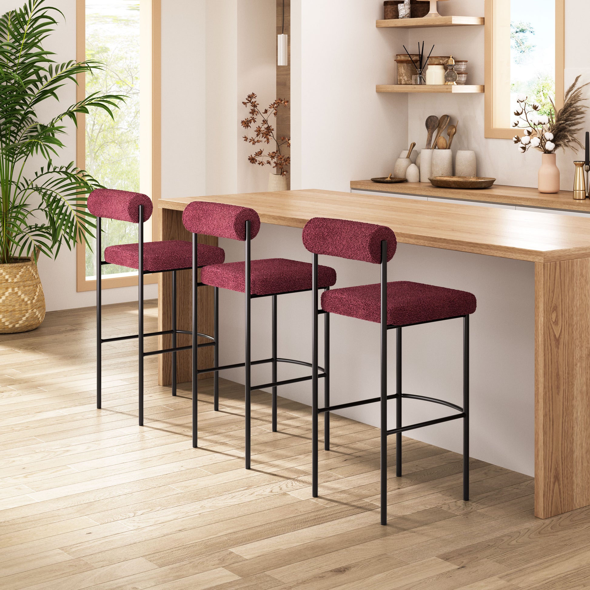 Livorno Barstool (Set of 2) Red & Bronze style shot 1