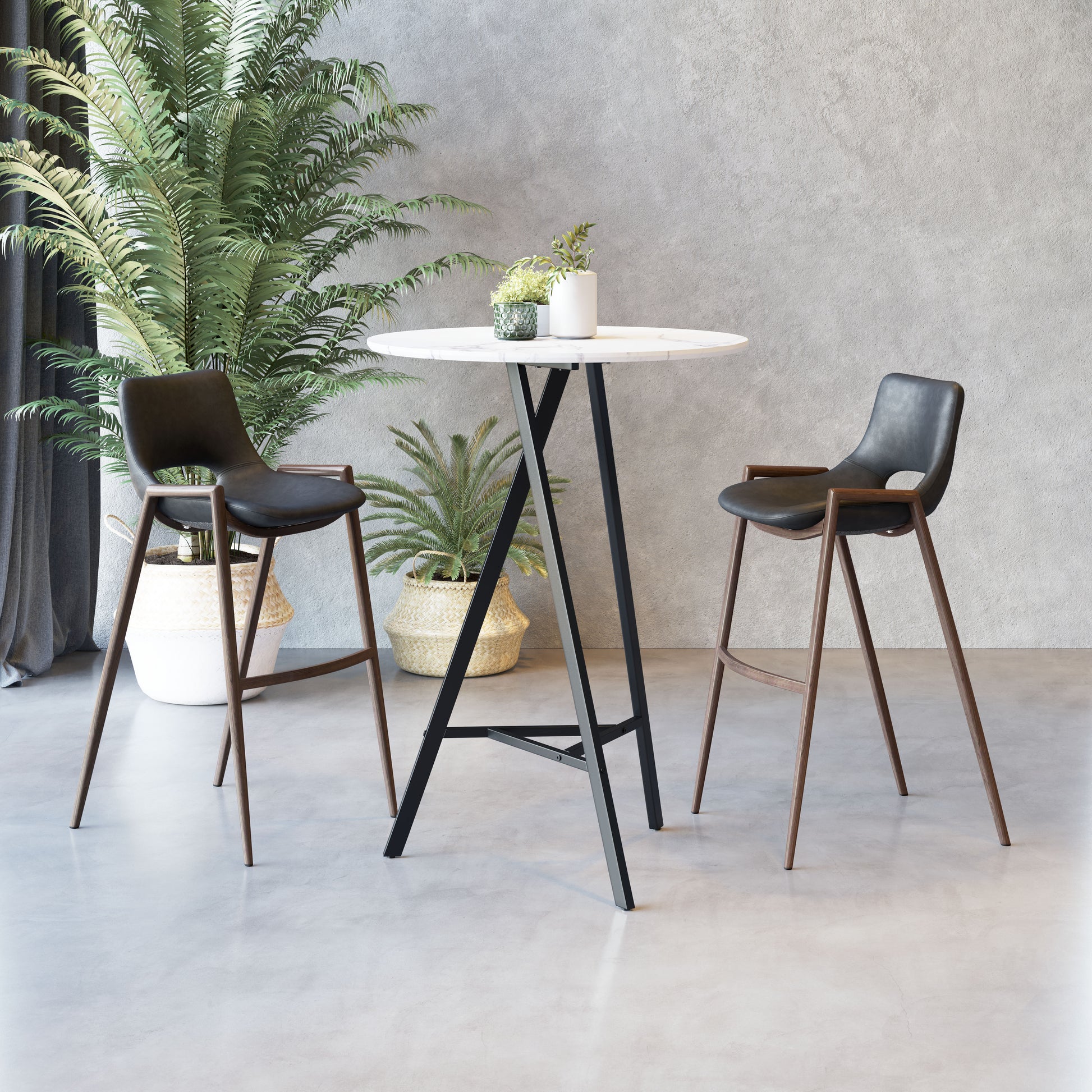 Desi Barstool (Set of 2) Black & Walnut style shot 1