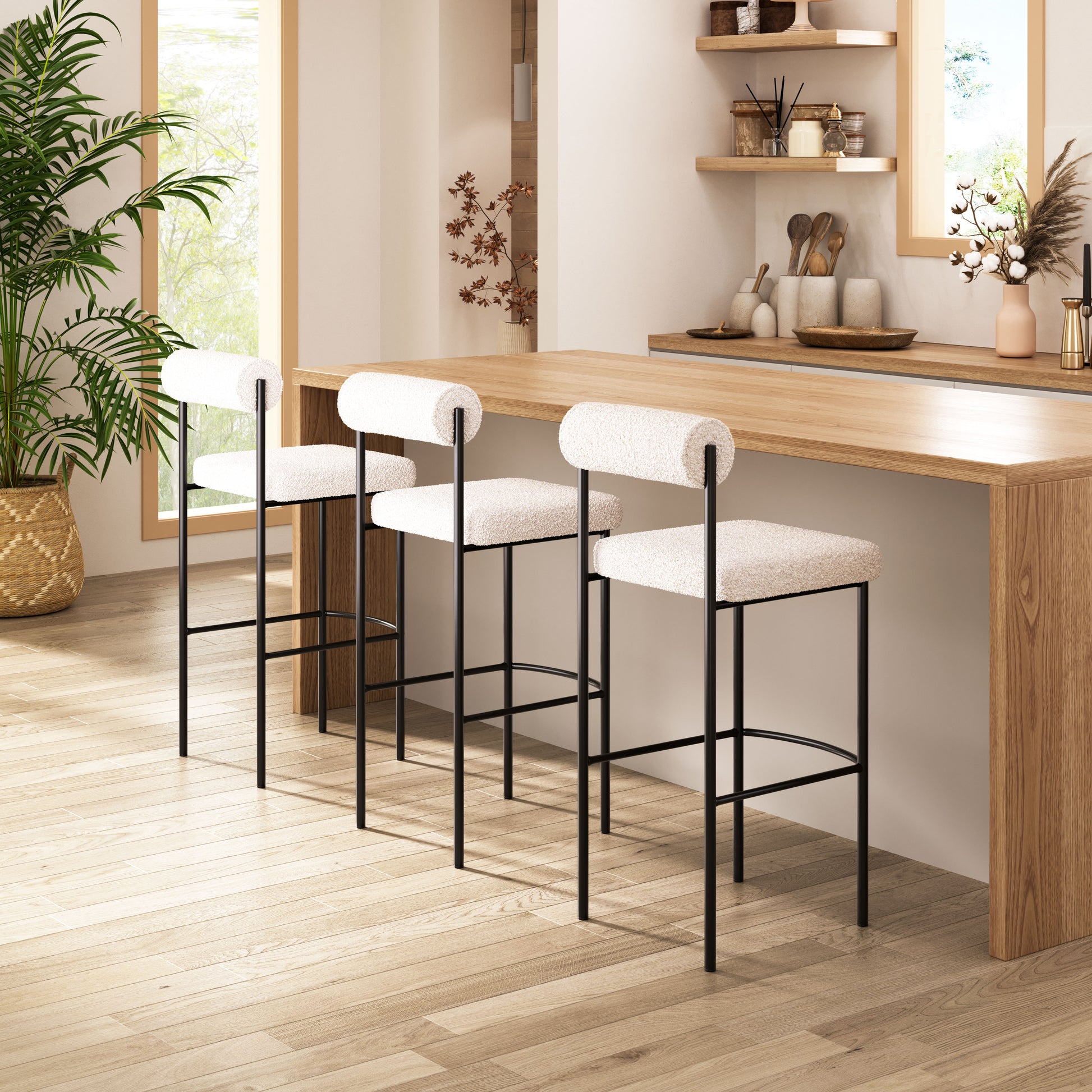 Livorno Barstool (Set of 2) Ivory style shot 1