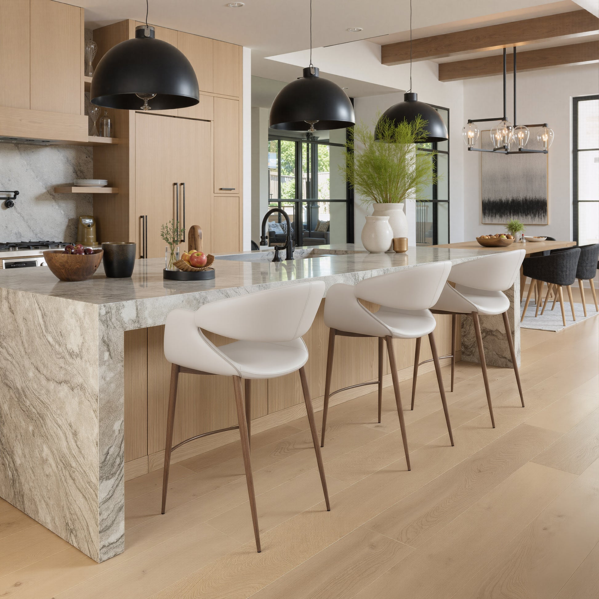Limay Counter Stool Beige & Walnut style shot 2