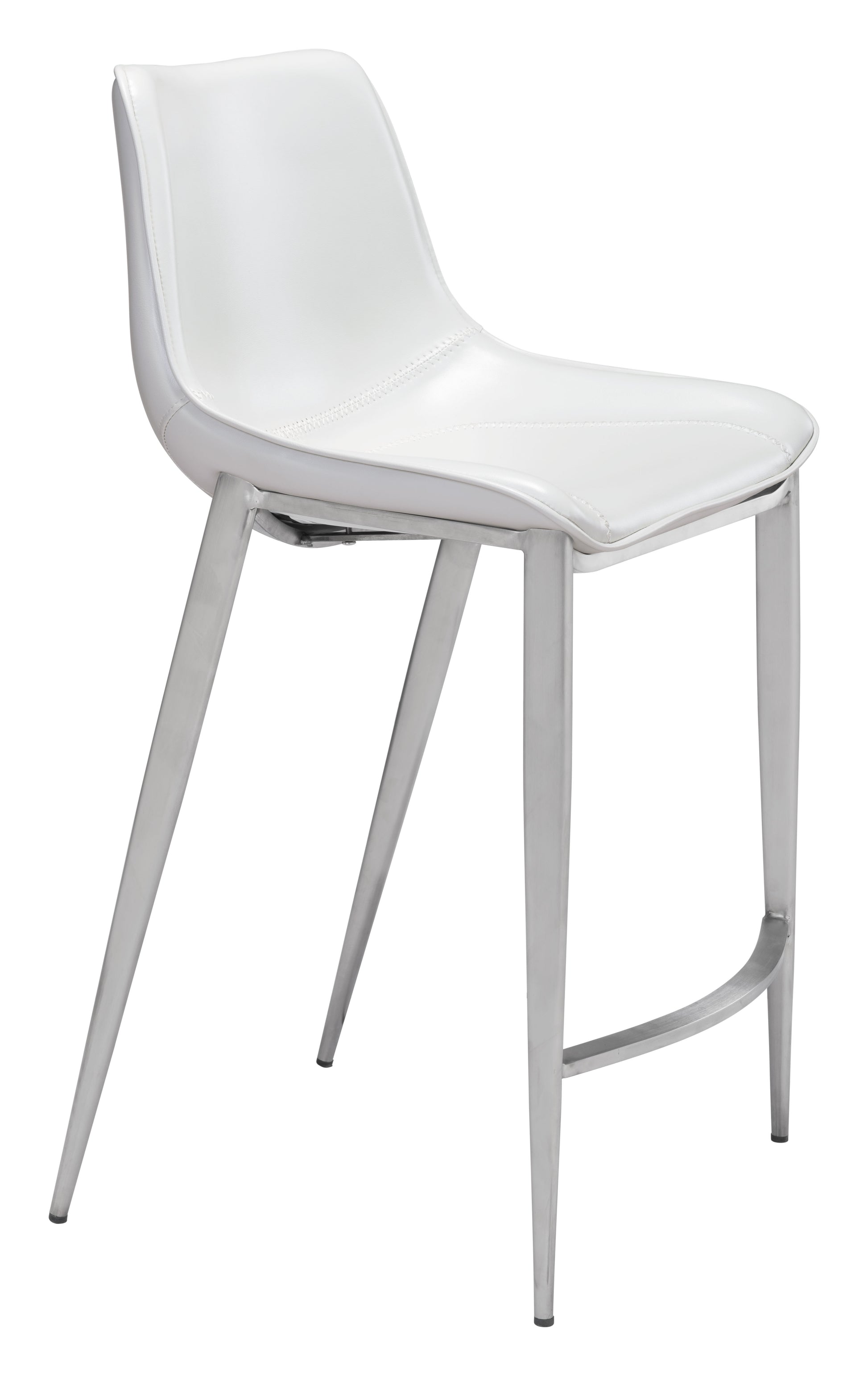 Magnus Counter Stool (Set of 2) White & Silver style shot 1