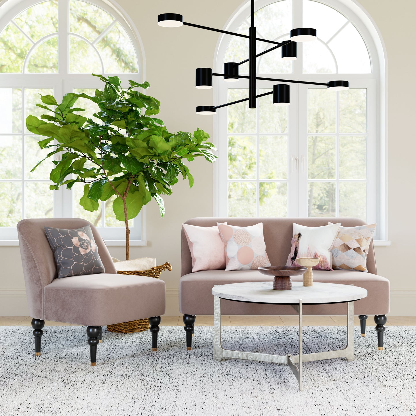 Bintulu Loveseat Taupe style shot 1