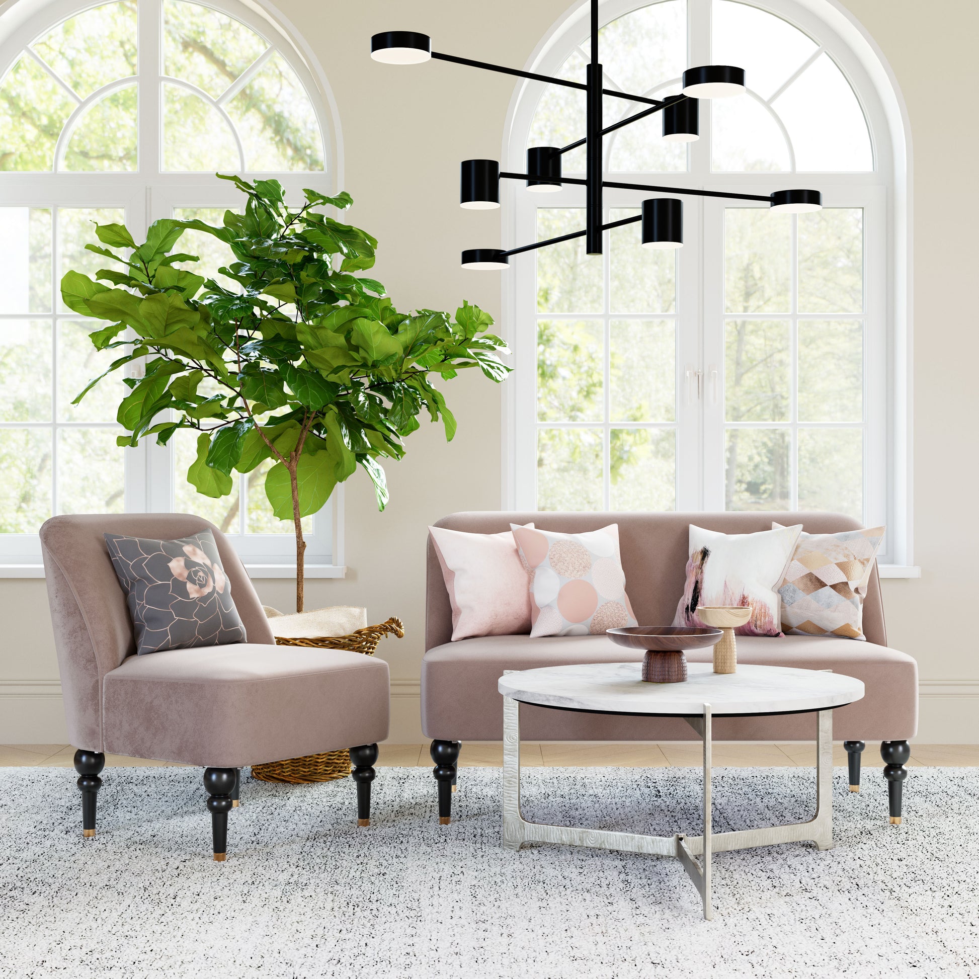 Bintulu Loveseat Taupe style shot 1