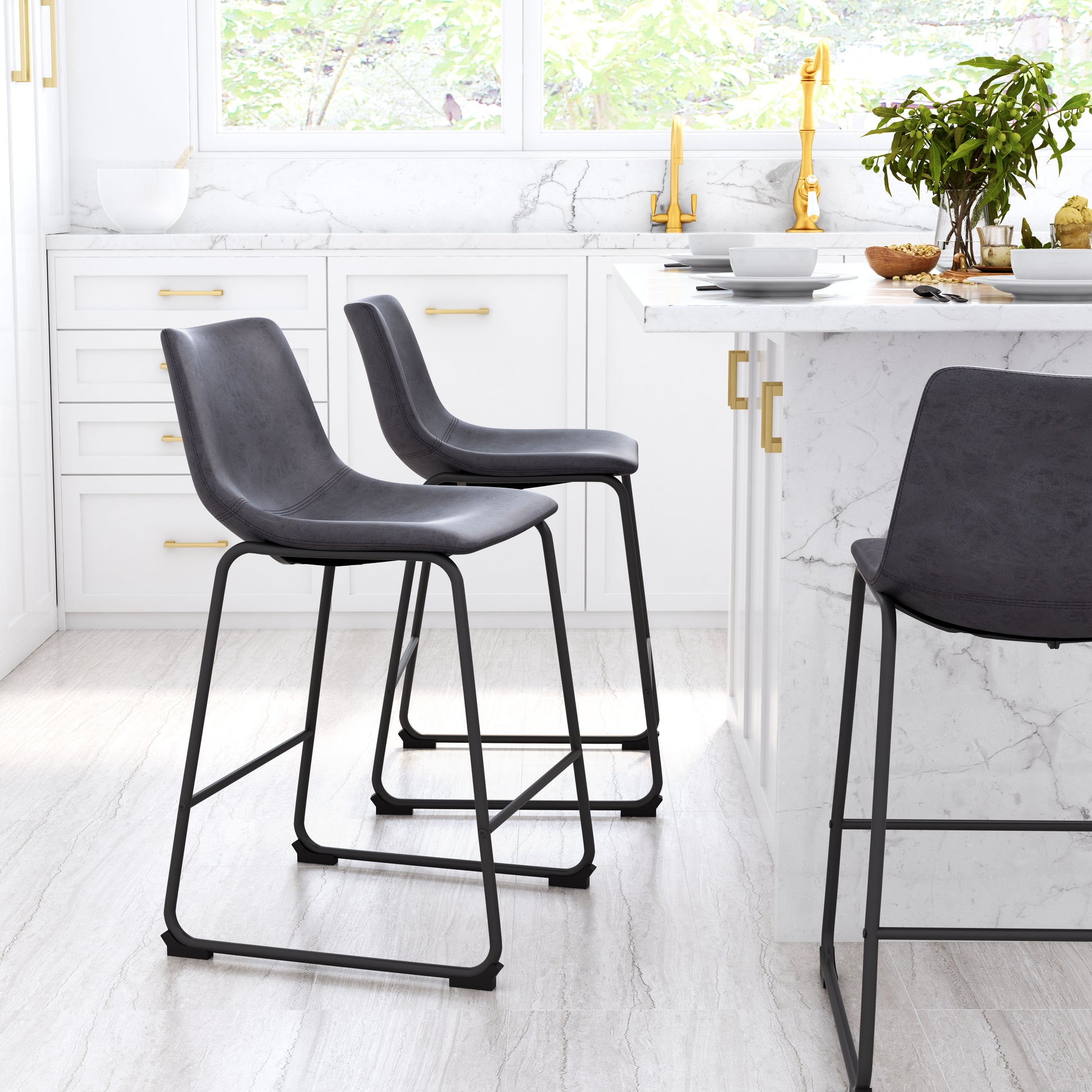 Smart Counter Stool (Set of 2) Charcoal style shot 1