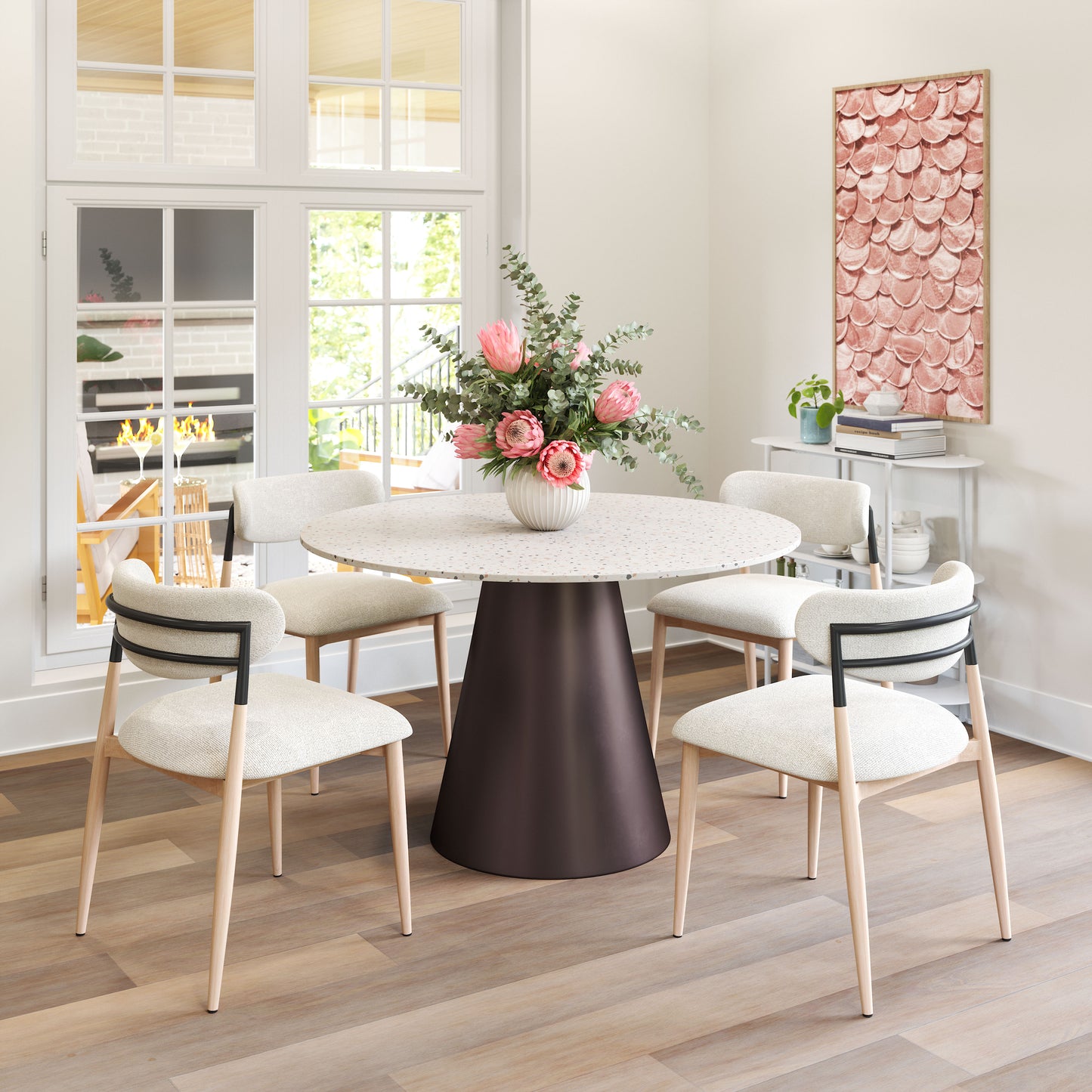 Jorf Dining Table Beige & Bronze style shot 2