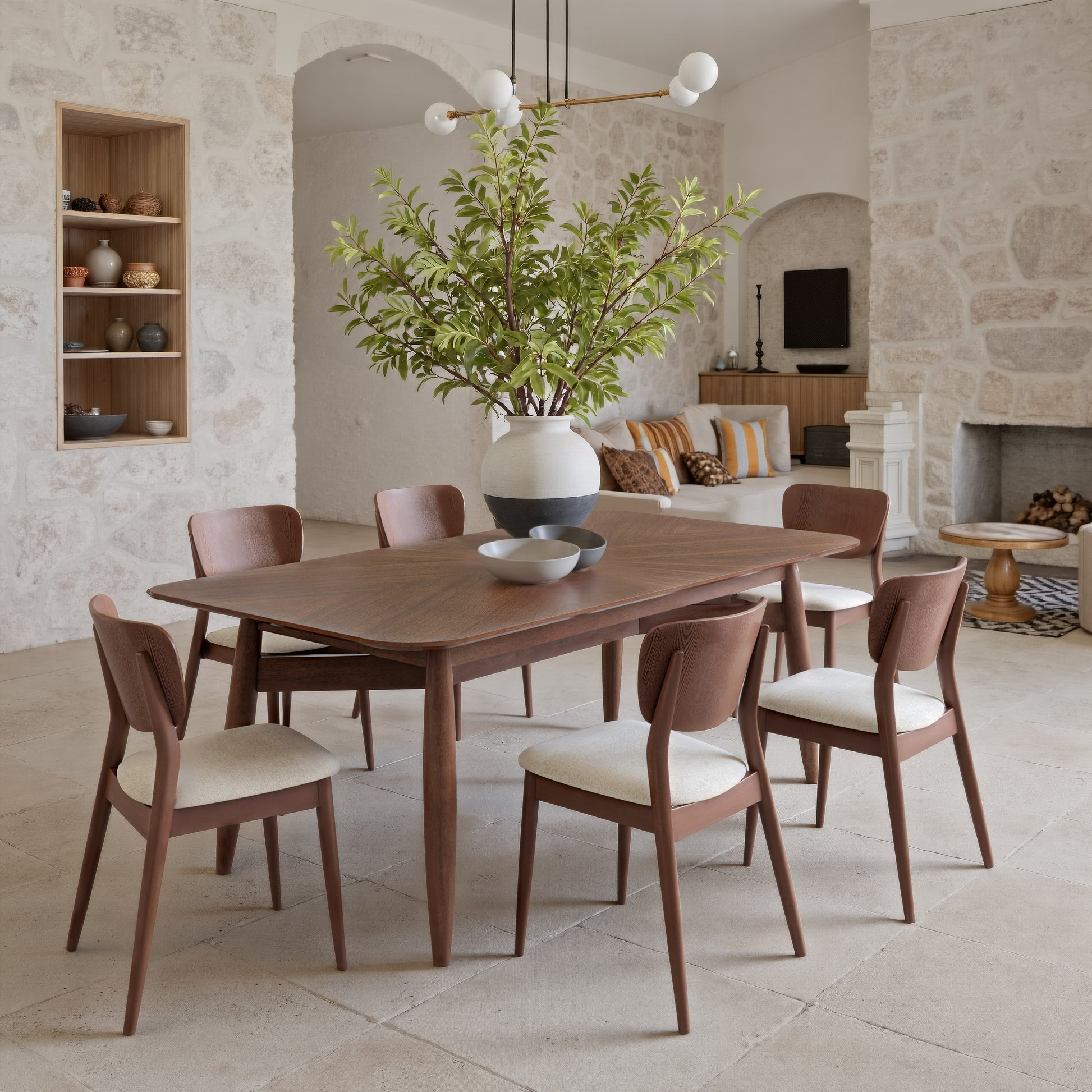 Kellua Dining Chair (Set of 2) Beige & Walnut style shot 1