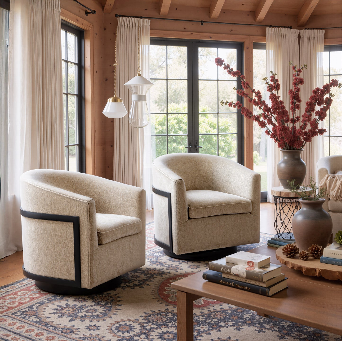Hanko Swivel Chair Golden Beige style shot 1