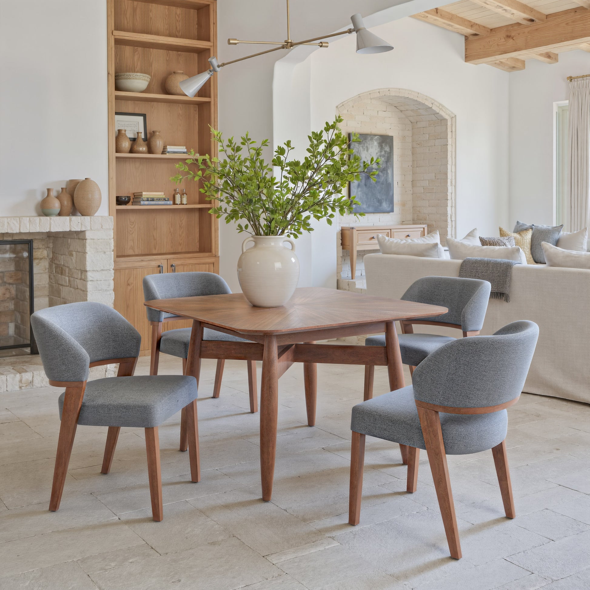 Sunobu Dining Chair (Set of 2) Azure Gray & Walnut style shot 1